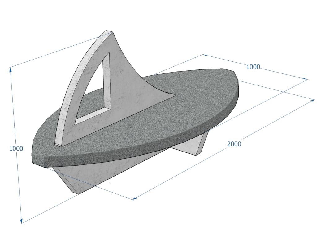 Kuva tuotteen Betonipenkki KB723 Purje mitoista