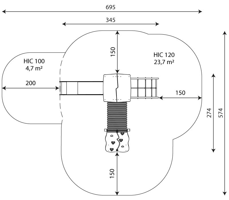 Kuva tuotteen Liukumäki kiipeilytunnelilla V 0202-1 turva-alueesta
