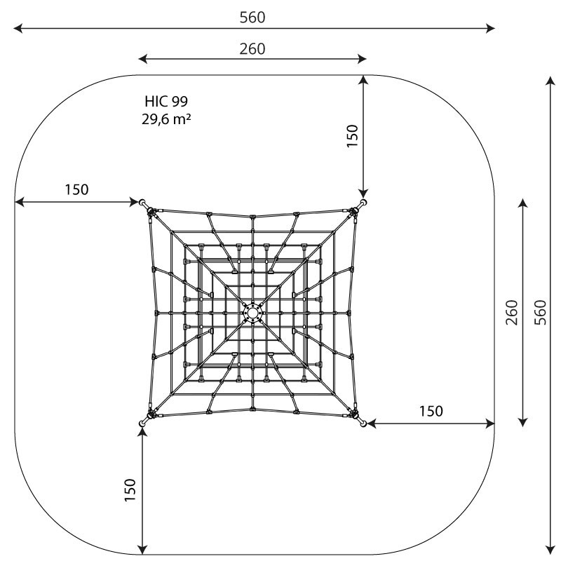 Kuva tuotteen Kiipeilyverkko Pyramidi V 0417 turva-alueesta