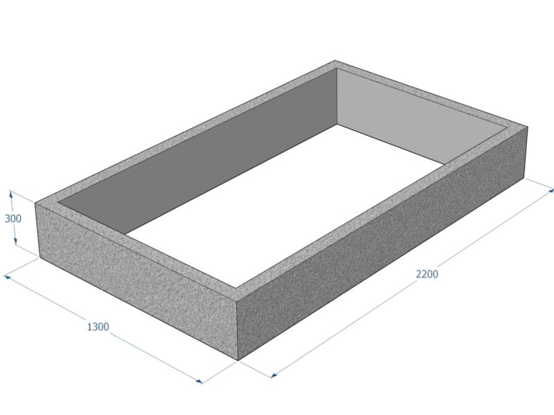 Kuva tuotteen Betoninen viljelylaatikko KB10501 mitoista