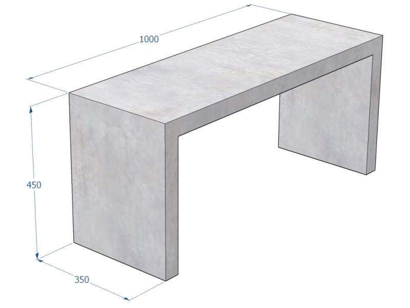 Kuva tuotteen Betonipenkki KB7212 mitoista