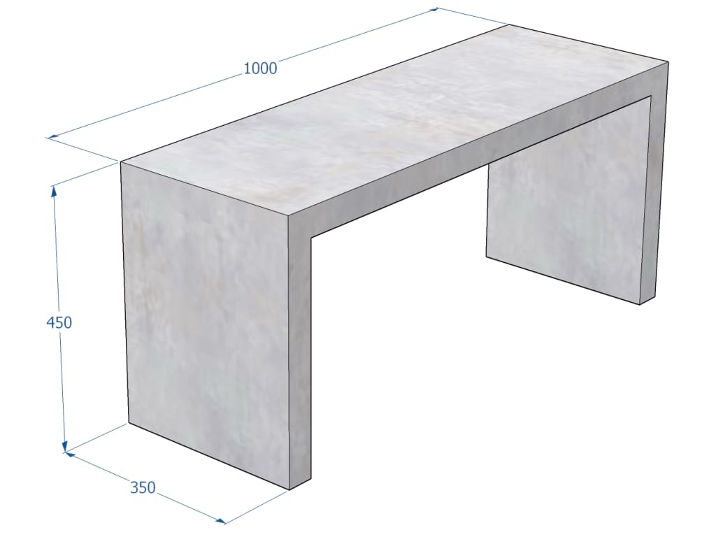 Kuva tuotteen Betonipenkki KB7212 mitoista