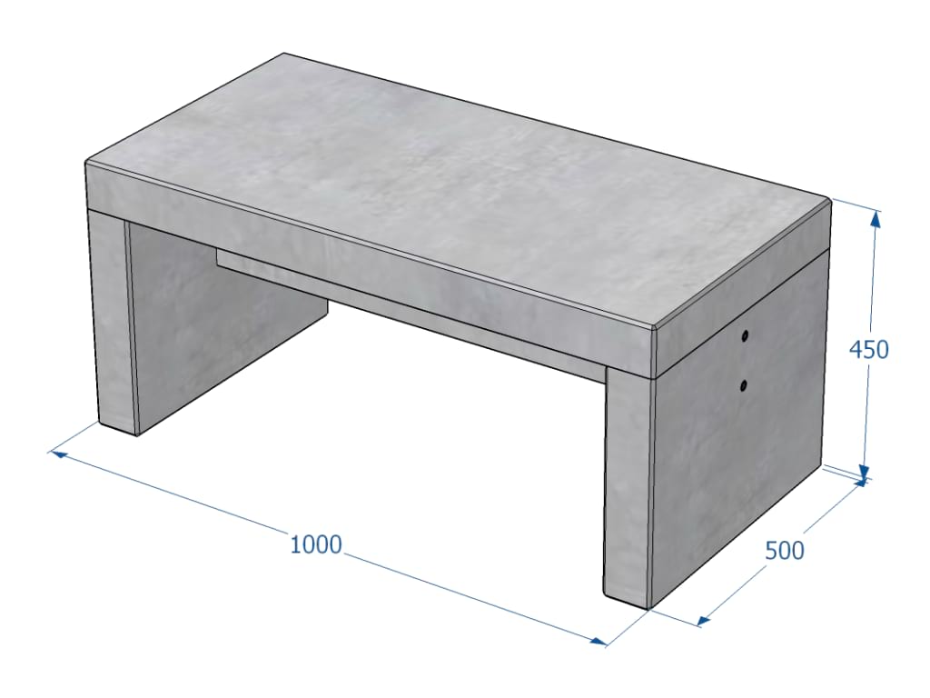 Kuva tuotteen Betonipenkki KB7282 mitoista