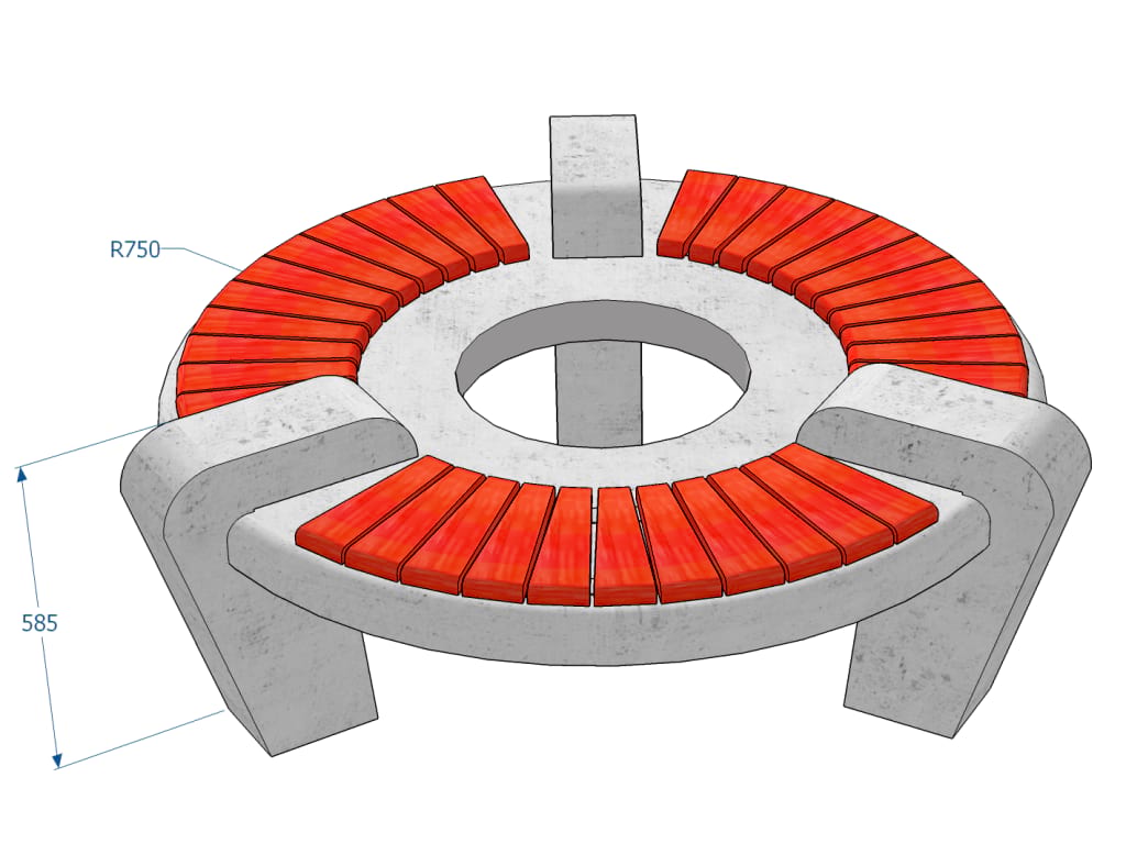 Kuva tuotteen Betonipenkki KB730 mitoista