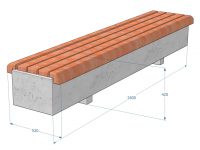 Kuva tuotteen Betonipenkki KB733 mitoista