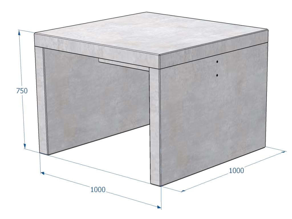 Kuva tuotteen Betonipöytä KB7291 mitoista