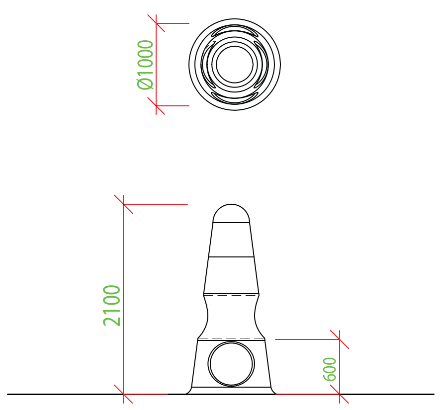 Kuva tuotteen Majakka 2 3D-E02 mitoista