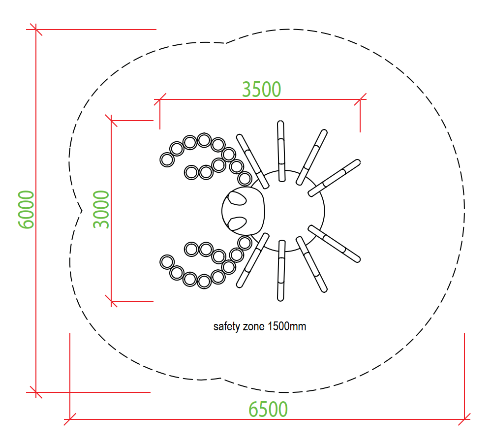 Kuva tuotteen Rapu 3D-C15 turva-alueesta