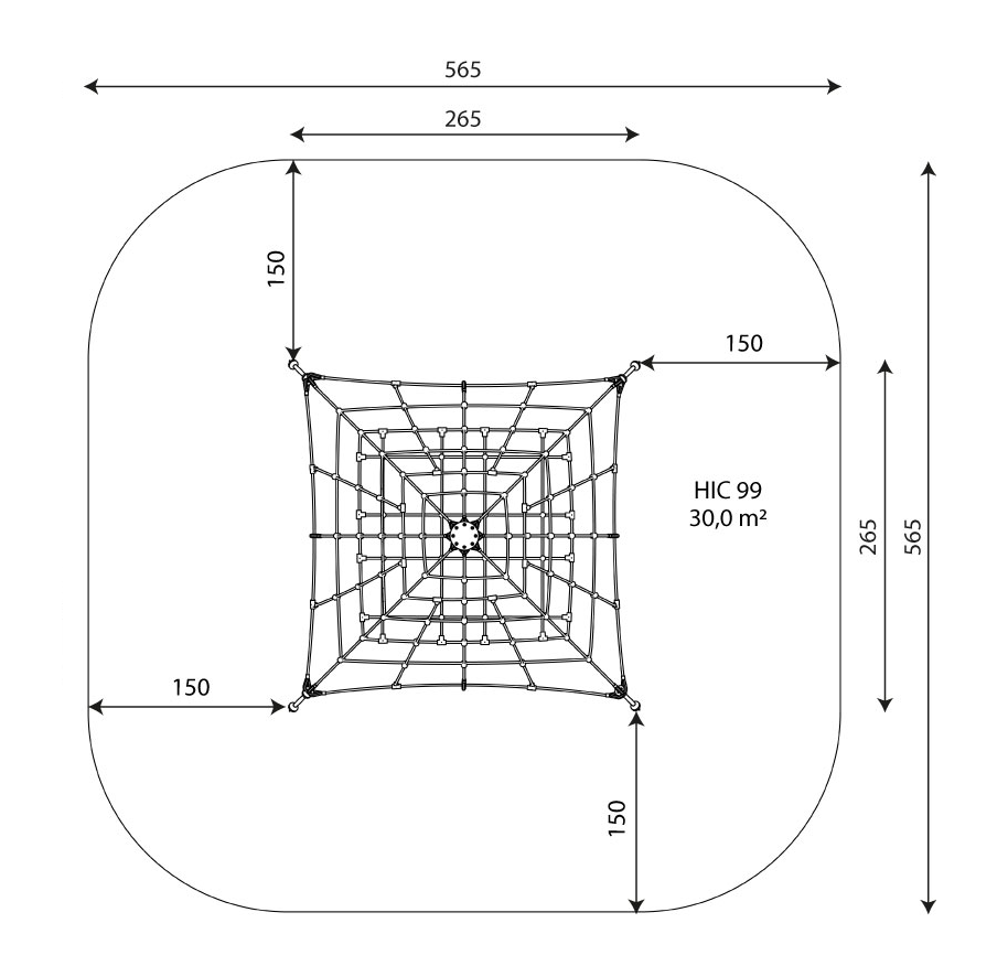Kuva tuotteen Robinia Kiipeilyverkko Pyramidi VRB 1381 turva-alueesta